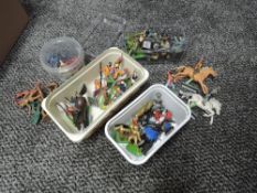 A small collection of Britains and similar plastic Wild West, Military, Medievel Figures and on