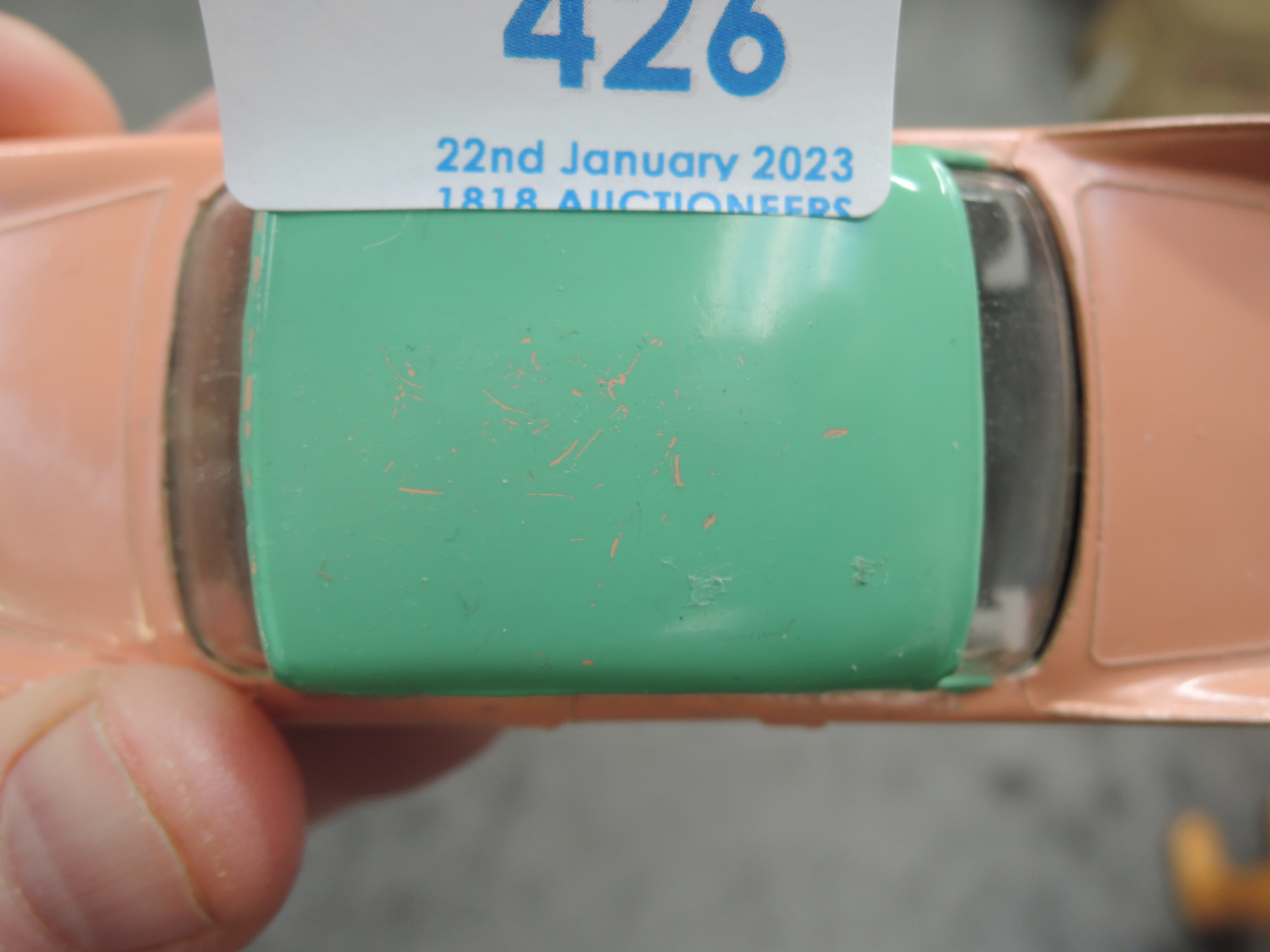 A Dinky diecast, 178 Plymouth Plaza, Pink & Green in original correct spot box - Image 5 of 5