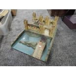 A mid 20th century hand made wooden and painted Toy Fort with Tank