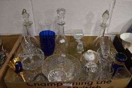 A pair of cut glass decanters along with two others in selection of cut glass bowls and glasses