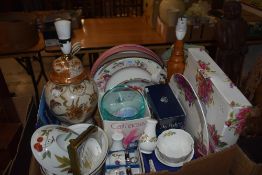 A lovely box of collectables including a Caithness art glass dish, a collection of Aynsley '