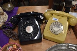 Two 20th century GPO telephone sets in black and beige