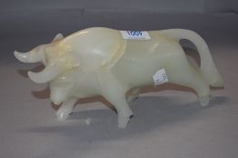 A vintage Onyx stone carved figure of a Spanish bull