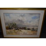 Robert Halner, (contemporary), a watercolour, homestead, signed, 55 x 74cm, mounted gilt effect