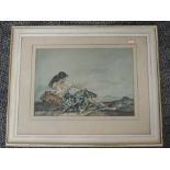 William Russell Flint, (1880-1969), after, a print lady reclining, 25 x 36cm, mounted framed and