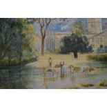 W Gray, (19th/20th century), a watercolour, fifty shades, cathedral and cows, indistinctly signed,
