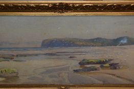 William Lister Lister, (1859-1943), a watercolour, coastal landscape, signed, 24 x 66cm, fancy