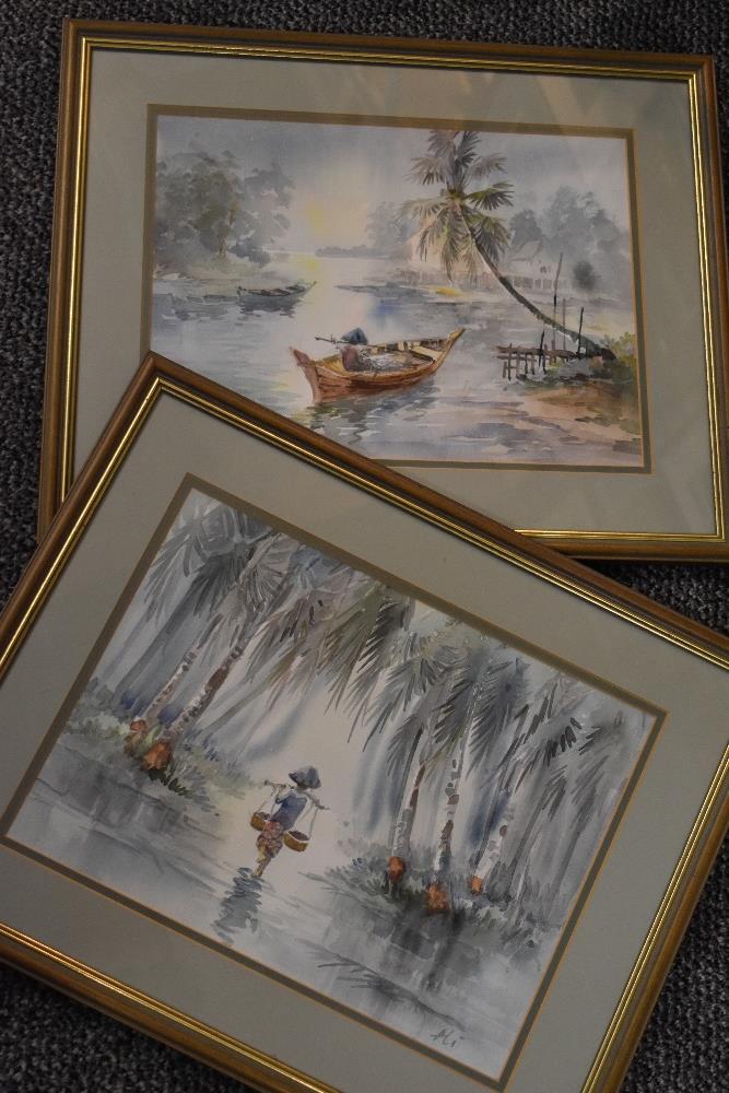 Ali, (20th century), a pair of watercolours, Oriental landscapes, signed, 26 x 34cm, mounted