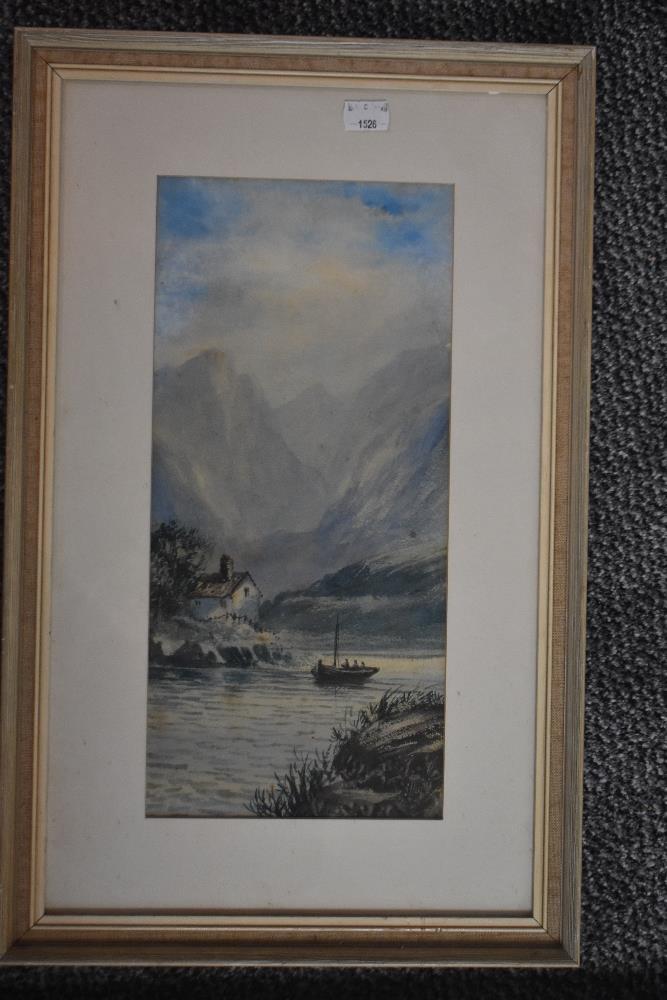 S Harris, (20th century), four watercolours, inc Continental lake landscapes, signed, 35 x 16cm, and