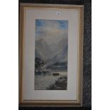 S Harris, (20th century), four watercolours, inc Continental lake landscapes, signed, 35 x 16cm, and