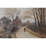 Albert Ryder, (19th/20th century), a watercolour, country lane, signed, 23 x 33cm, mounted framed