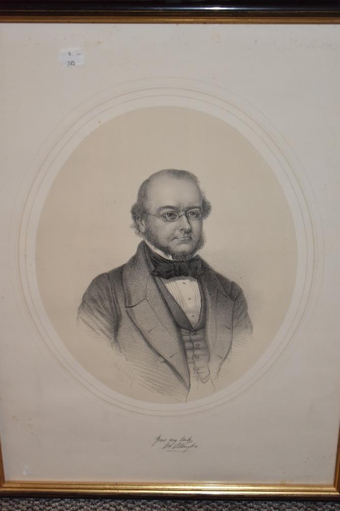 Edwin Cockring, (19th century), after, a print, portrait of Mr Pilkington, oval, 40 x 33cm, framed