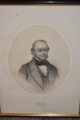 Edwin Cockring, (19th century), after, a print, portrait of Mr Pilkington, oval, 40 x 33cm, framed