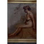 (19th/20th century), an oil painting, nude study of a lady, 50 x 40cm, later framed, 60 x 50cm,