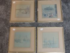 William Frederick Longstaff (1879-1953), four watercolours, vintage London landscapes, signed,