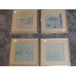 William Frederick Longstaff (1879-1953), four watercolours, vintage London landscapes, signed,