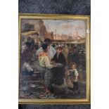 (19th century), an oil painting, Fish Market in Venice, indistinctly signed, 60 x 50cm, modern
