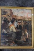 (19th century), an oil painting, Fish Market in Venice, indistinctly signed, 60 x 50cm, modern