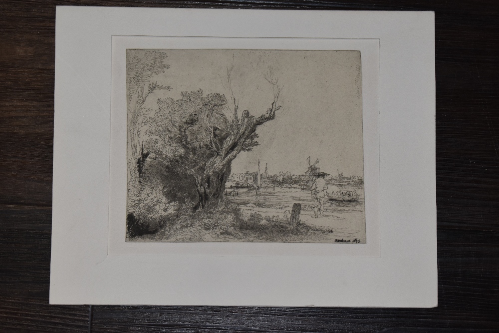 Rembrandt, (17th century), a 20th century re-print, The Omval, 19 x 22cm, mounted, 25 x 32cm