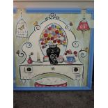 Claire Barone, (contemporary), a mixed media painting, French Dressing Table, signed, with