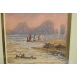 (19th/20th century), a watercolour, seascape, 8 x 12cm, modern mounted framed and glazed, 20 x 19cm
