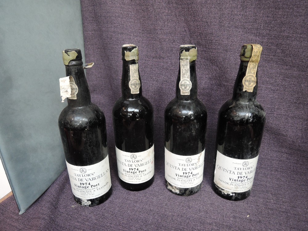 Four Bottles of Taylor's Quinta De Vargellas 1974 Vintage Port, 21% vol 75cl
