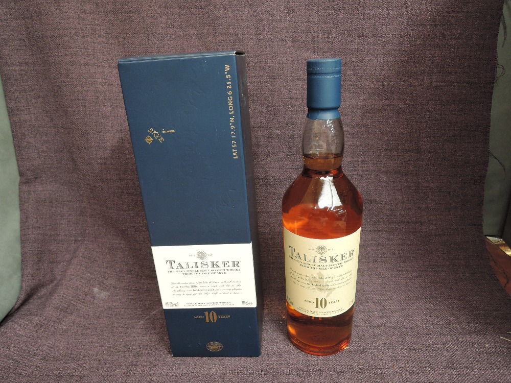 A bottle of pre 2012 Talisker Ten Year Old Single Malt Scotch Whisky, 45.8% vol, 70cl in card box