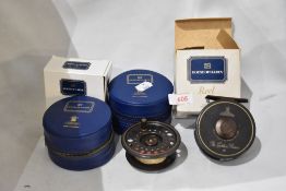 A House of Hardy fly reel The Golden prince 7/8 with spare spool both in blue hardy cases and in