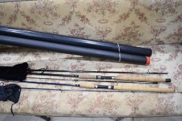 A 2pc Silver Creek Great Lake Salmon Spin rod 10ft 10-40grms and a Shakespeare 3pc Royalty Salmon
