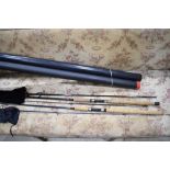 A 2pc Silver Creek Great Lake Salmon Spin rod 10ft 10-40grms and a Shakespeare 3pc Royalty Salmon