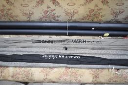 A Shakespeare Omni carbon Match rod 13ft 1820-390, an unmarked 3pc 15ft 6in fly rod and a Silstar WR