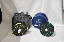 A House of Hardy Ultralite Disc 4inch Salmon Fly reel in soft grey Hardy pouch with spare spool in