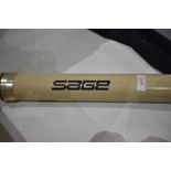 A 15 ft Sage fly rod Graphite 111GFL 10150-3 #10 line 8 7/8oz in original soft sleeve and cream