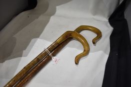 Two shepherds crooks one 113cm long and the other 110cm long