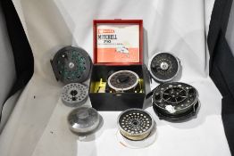 4 vintage fly reels including Garcia Mitchell 710, Shakespeare condex and an Intrepid Gearfly