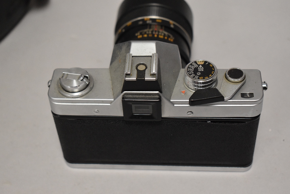 Three Praktica cameras. A Praktica LLC camera with Meyer-Optik Gorlitz Oreston 1,8/50 lens. A - Image 6 of 6