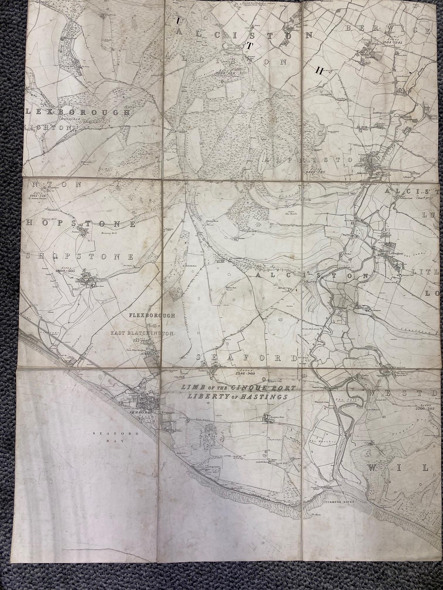 Maps. A selection of folding, linen-backed maps relating to the South-East and South Coast. Late - Image 4 of 6