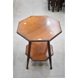 A Victorian side table having Mahogany frame on turned legs with under shelf. 63cm H