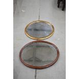 Two oval wall mirrors being mahogany ex dressing table and reproduction gilt framed