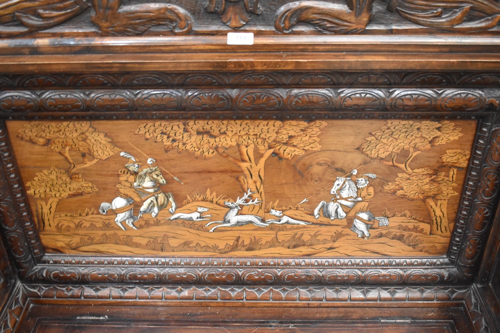 A mid to late 19th Century Northern Italian (lombardy) carved fruitwood and marquetry inlaid - Image 2 of 6