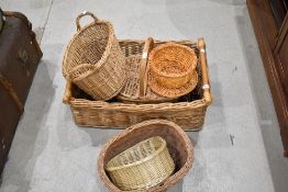 A collection of wicker baskets, various designs