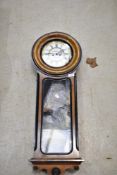 A 19th Century mahogany and ebonised case wall clock , having enamelled roman numeral dial, named