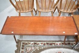 A mid century Teak coffee table on Dansette legs 120cm Long