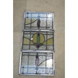 Three double glazed window panes with leaded light inserts