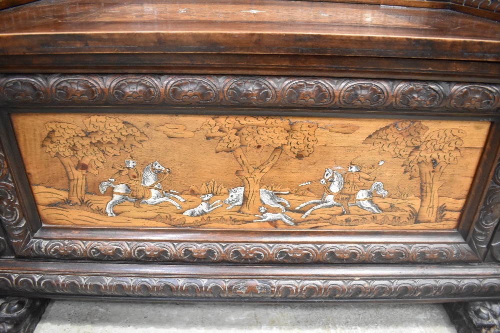 A mid to late 19th Century Northern Italian (lombardy) carved fruitwood and marquetry inlaid - Image 5 of 6