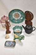 A selection of 20th century Chinese wares including decorated ginger jar, cloisonne bowl, Basalt tea