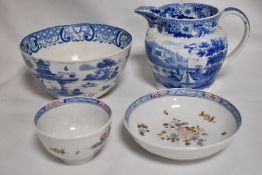 A selection of 18th century English ceramics including a Liverpool tea bowl and saucer, a pearl ware