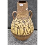 A mid century West German twin handled floor vase 225-46 depicting a market scene