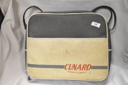 A mid century Cunard Transatlantic flight advertising bag