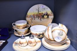 An early 20th century Royal Doulton Coaching Days pattern part tea service.